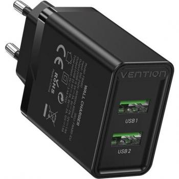 Cargador de Pared Vention FBAB0-EU 2xUSB 18W Negro