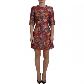 Red Floral Jacquard A-line Mini Dress - IT36|XXS, Dolce & Gabbana, Elegant Red A-Line Mini Dress, Multicolor female, Sizes: 3XS