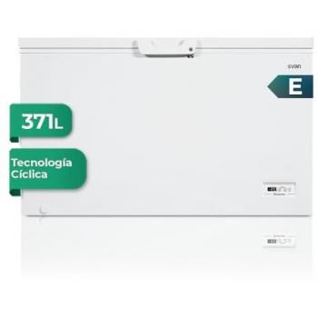 Congelador Arcón SVAN SCH4001EDC, 130 cm de altura, 70.5 cm de ancho, capacidad de 371 litros, Dual Cooling, color blanco, eficiencia energética Clase E