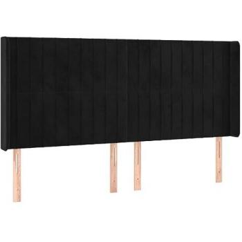 Cabecero de Cama con LED de Terciopelo Negro 163x16x118/128 cm