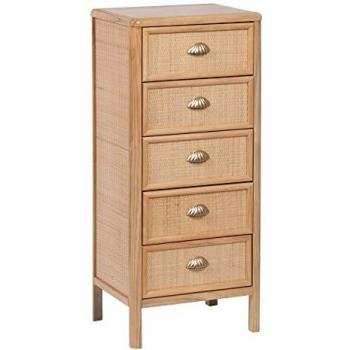 LOLAhome Sinfonier de Rejilla con 5 cajones de Madera Color Natural de 44x35x100 cm