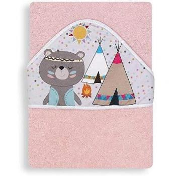 INTERBABY -Capa de Baño para Bebé Indio Rosa 100% Algodón