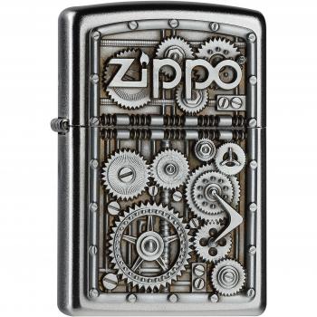 Zippo Gear Wheels Mechero, Metal, Satin Chrome, 3.5x1x5.5 cm