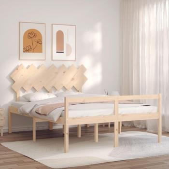 Estructura de Cama para Ancianos con Cabecero 140x200 cm en Madera Maciza
