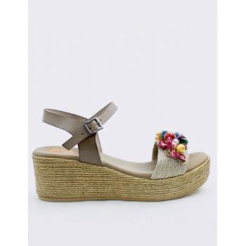 Sandalia Cuña Porronet 2965 Taupe Talla 41 Multicolor