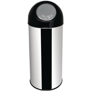 Papelera redonda de acero inoxidable con tapa abatible 50L gris 0x76cm
