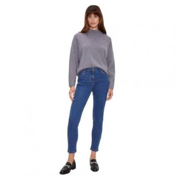 Oasis Women's Blue Mid Rise Skinny Jeans with Elastane - Size 6 Regular