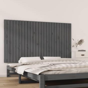 Cabecero de cama de pared gris 159,5x3x90 cm madera maciza de pino