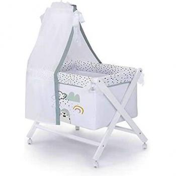 MINICUNA PLEGABLE DE MADERA CON DOSEL Y VESTIDURA - NORDIC BEAR