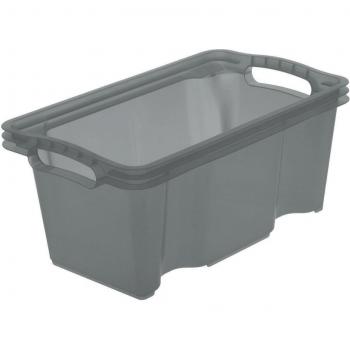 Keeeper Caja de Almacenamiento Apilable Gris Translúcido 35 x 21 x 15