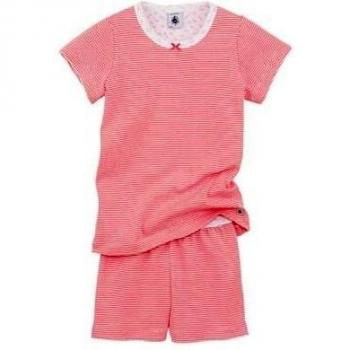 Petit Bateau - Pijama de dos piezas con cuello barco de manga corta para niña, talla 2 años
