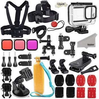 Kupton Kit de Accesorios para GoPro Hero 8, Juego de Accesorios para Cámara de Acción, Carcasa Impermeable + Filtros + Guinda para el Cuello +Montura de Ventosa+Montura de Pared