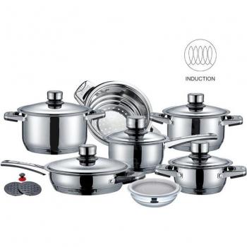 Set de Cocina Swiss Line 16 Piezas Acero Inoxidable Antiadherente