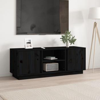 Mueble de TV de madera maciza de pino negro 110x35x40,5 cm