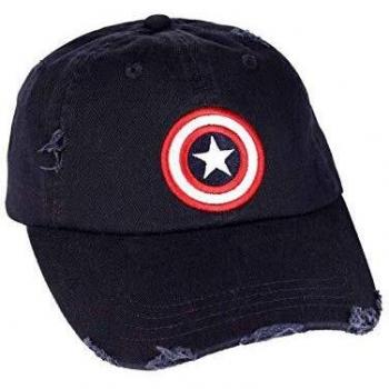 Marvel Captain America Gorra De Beisbol Logo Distressed Brim Oficial Strapaback