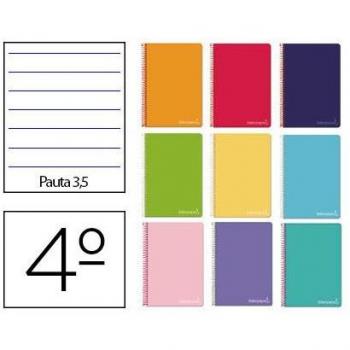 Cuaderno espiral Liderpapel cuarto witty tapa dura 80h 75gr pauta ancha 3,5mm con margen colores surtidos