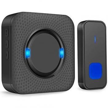 PewinGo Timbre Inalámbrico para Puerta,Timbre Inalámbrico Exterior Impermeable IP55 con 55 Tonos de Timbre,5 Niveles de Volumen hasta 110 dB y 300m Alcance, Indicador LED
