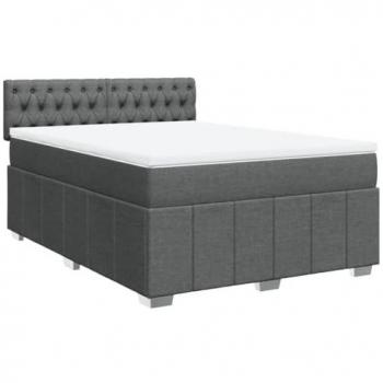 Cama box spring con colchón tela gris oscuro 140x200 cm