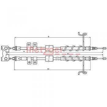 Cable de freno de mano METZGER 10.5336 para freno de estacionamiento trasero izquierdo y derecho, longitud 1818/1695, compatible con frenos de disco COFLE