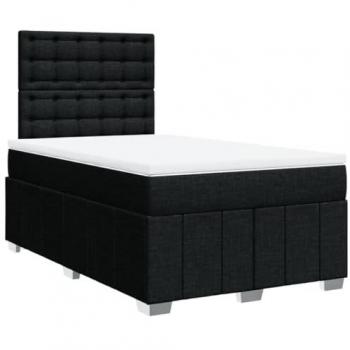 Cama Box Spring con colchón de tela negro 120x200 cm
