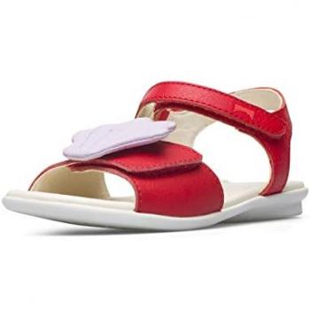 Sandalias Camper Twins para Niña en Rojo, Talla 31, Piel Lisa con Cierre Adherente