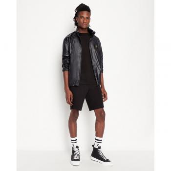 Armani Exchange Men's Icon Fleece Bermuda Shorts - Trendy Black Loungewear Cotton Shorts