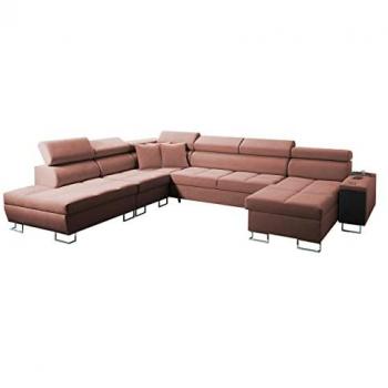 Sofá Rinconero Sarasota 135 con Función de Descanso, Caja de Ropa de Cama, 360x298x84cm, Reposacabezas Ajustable, Puerto USB y Compartimento para Barra