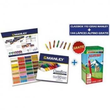 Manley MNC02912 - Caja de ceras, 16 colores, 192 unidades