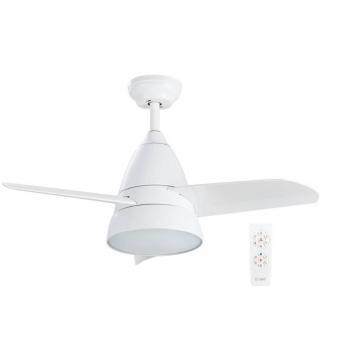 Ventilador de Techo KIDAU con Luz CCT Regulable y Mando Ø93 3 Aspas Blanco/Níquel GSC Evolution
