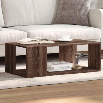 Mesa de centro de madera de ingeniería 89,5x48x30 cm en blanco, negro y roble sonoma, mesita auxiliar para salón o comedor