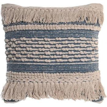 Cojín Boho Azul de Algodón con Relleno Grueso de 45 x 10 x 45 cm