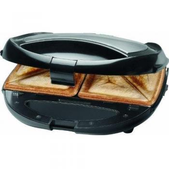 Clatronic ST/WA 3490 - Sandwichera, gofrera y grill 3 en 1 con placas intercambiables, color negro y plata