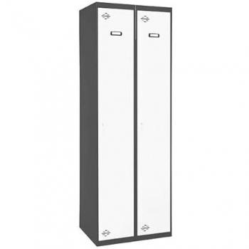 Taquilla Metálica SIMONLOCKER Profesional, 2 Puertas Divididas, Montada, Antracita/Blanco, 1800x1000x500 mm