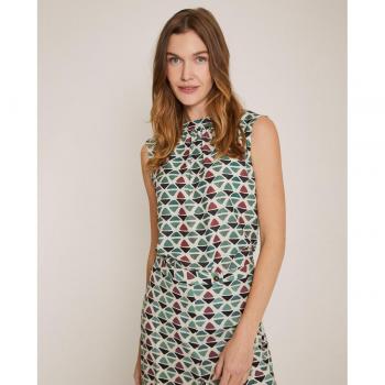 Trucco - Camisa de mujer estampada sin mangas y cuello redondo