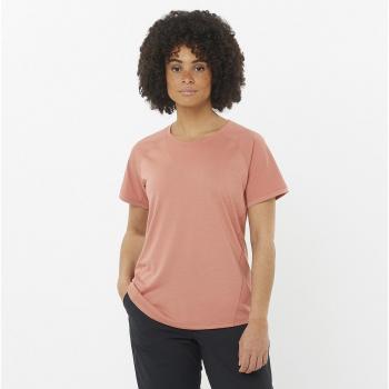 Camiseta de mujer Salomon Outline manga corta rosa salmón - XS