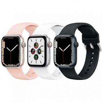 Correa Apple Watch 3 Paquetes, Correas Compatible con Apple Watch 38mm 42mm 40mm 44mm, Soft Silicone Sports Correa Suave de Deportiva Repuesto Compatible con Apple Watch SE/iWatch Serie 6 5 4 3 2 1