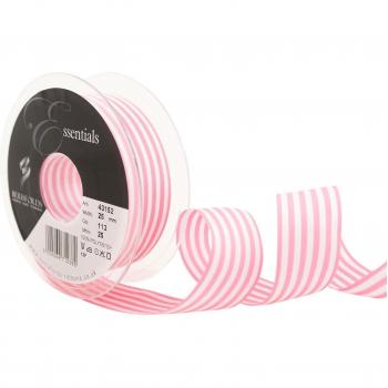 Cinta a rayas claras Berisfords 43152 de 25 m x 25 mm, color rosa