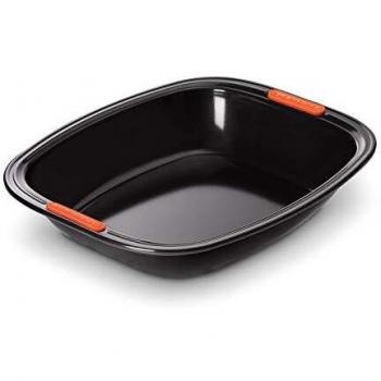 Le Creuset Bandeja asadora antiadherente alta, 33 x 29 cm, Libre de PFOA, Resistente a ácidos, Revestimiento de acero al carbono, Gris/Naranja