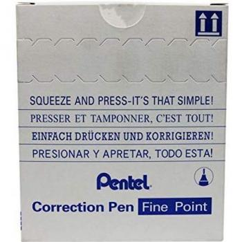 Pentel micro correct correction fluid pen needle point precision tip 12ml fine ref zl31w pack of 12