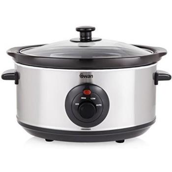 Olla de Cocción Lenta de Acero Inoxidable 3.5 Litros con 3 Configuraciones de Cocina y 200W - Plata