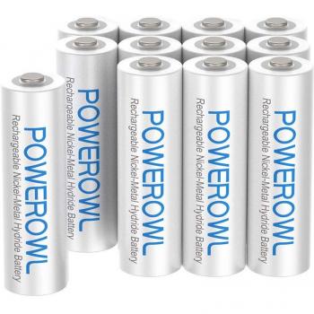 POWEROWL Pilas Recargables AAA Alta Capacidad, 12 Piezas