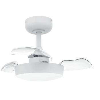 Ventilador de Techo Nacala 55cm con 3 Aspas Retráctiles, Luz CCT Regulable y Mando a Distancia, Color Blanco