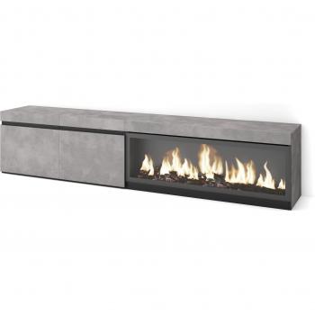 Mueble TV Moderno con Chimenea Eléctrica XXL - Almacenaje Cemento para Televisores hasta 80 - 210 cm