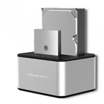 Estación de Acoplamiento Qoltec para 2x HDD/SSD | SATA 2.5/3.5 | USB 3.0 | Clonación