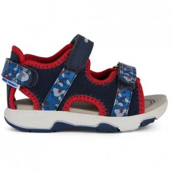 Sandalia Geox Multy Niño Pequeño Azul Marino/Rojo, modelo B Sandal Multy Boy A, para bebés y niños, tamaño 23 EU