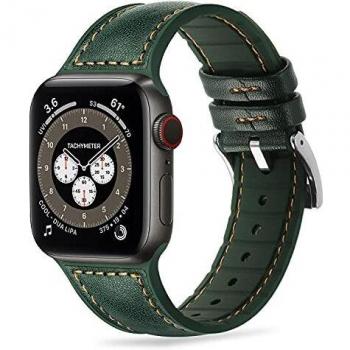 Tasikar Correas Compatible con Correa Apple Watch 45mm 44mm 42mm, Silicona Cuero Correa de Repuesto Compatible con iWatch Series 7