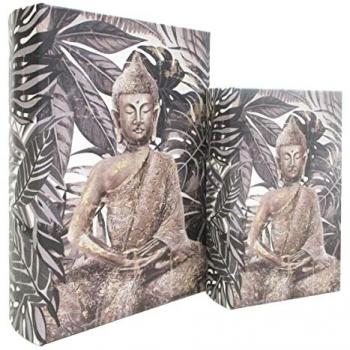 Caja Libro Buda Decorativa Pack 2 Unidades Color Gris 27x7x18 cm