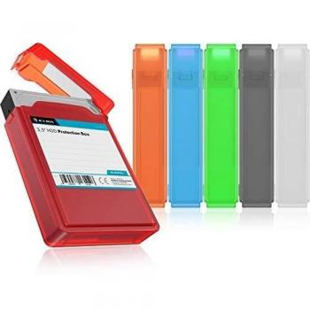 ICY BOX IB-AC602b-6 Set of 6 Protective Boxes for 3.5 HDD, Stackable, with Labelling Area, Hard Plastic Case, Multi-Colored (Blue, Green, Grey, Orange, Red, White