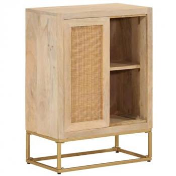 Aparador de hierro y madera maciza de mango 55x30x76 cm Marrón
