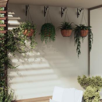 vidaXL Hanging Basket Brackets with Planters - 4 pcs, Black Steel